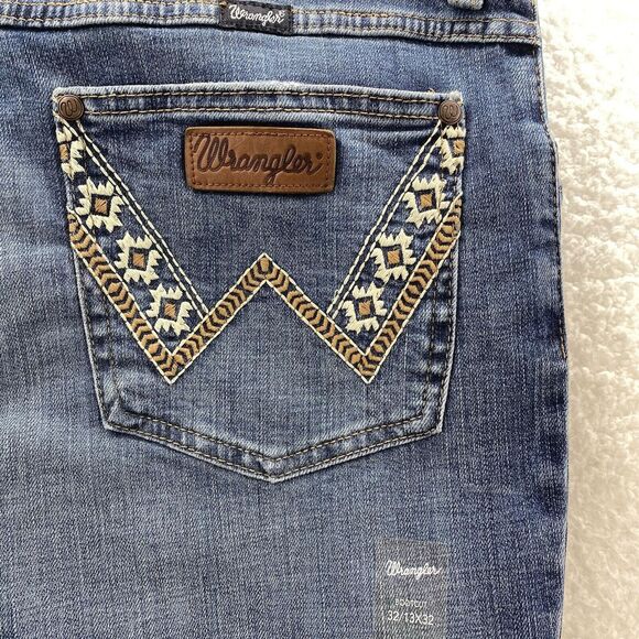 Wrangler Ladies Jeans 13x32 Blue Retro Sadie Low Rise Medium Fade Denim Bootcut - Picture 10 of 13